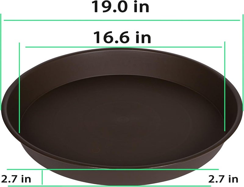 Angde 4 Pack of Plant Saucer 18 19 inch (16.5 Inch Base), Deep Heavy Duty Plastic Plant Saucers 18", Flower Plant Trays for Indoors Outdoor, Plant Drip Tray for Planter 16-20" (Chocolate Brown) - Image 2